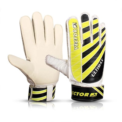 VECTOR X ULTIMAX PLASTIC YELLOW - WHITE COLOR LARGE SIZE GLOVES GOALKEEPING GLOVES (MULTICOLOR)