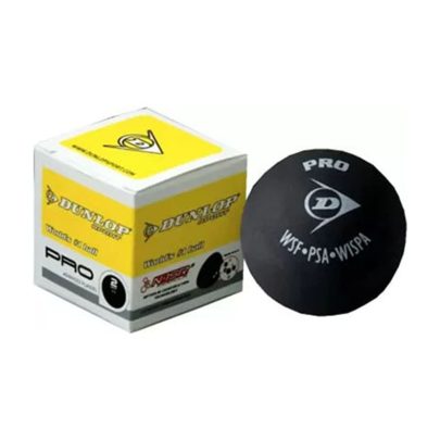 DUNLOP Pro 2 Dot Squash Ball (Pack of 1, Black, Yellow)